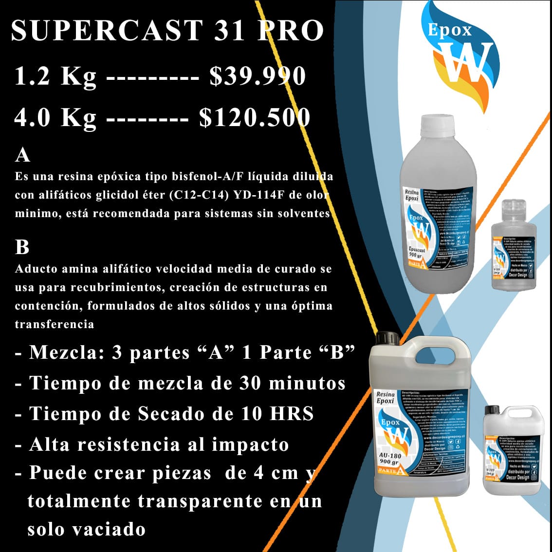 supercast 31 ultratransparente 1,2 KILOS